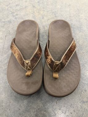 Vionic Bronze Sequin Thong Flip Flops